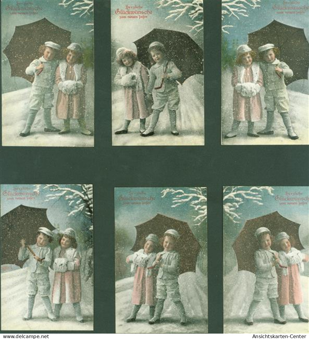 13825411 - Lot Mit 6 AK Kinder Mit Regenschirm  6er Serie Komplett - New Year