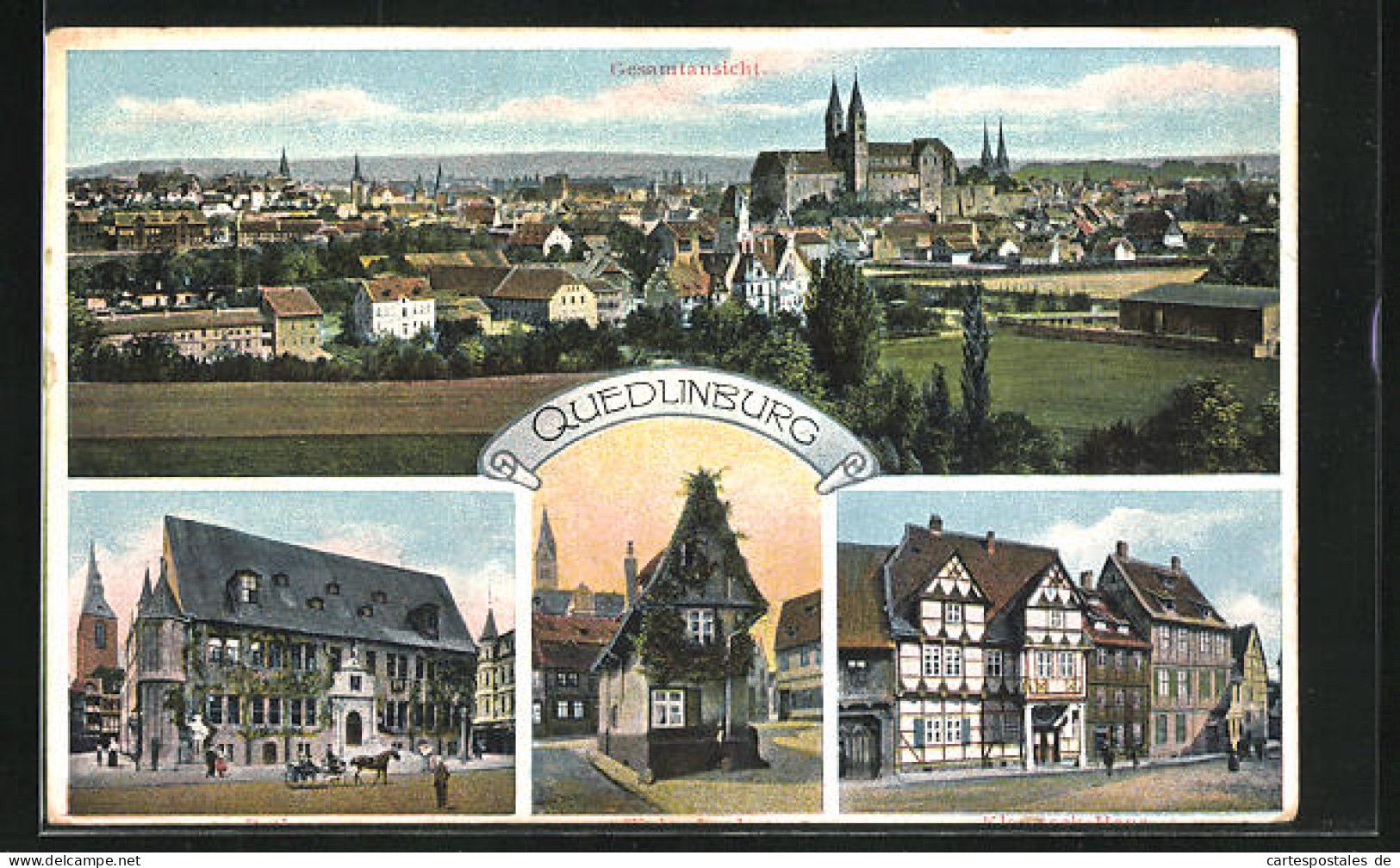 AK Quedlinburg, Ortsansicht Und Drei Ansichten Aus Der Stadt  - Quedlinburg