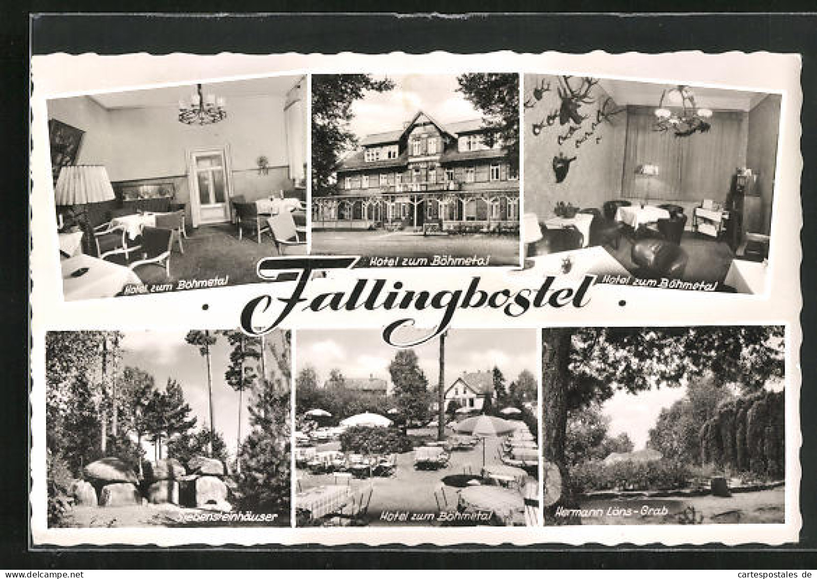 AK Fallingbostel, Hotel Zum Böhmetal, Hermann Löns-Grab, Siebensteinhäuser  - Fallingbostel