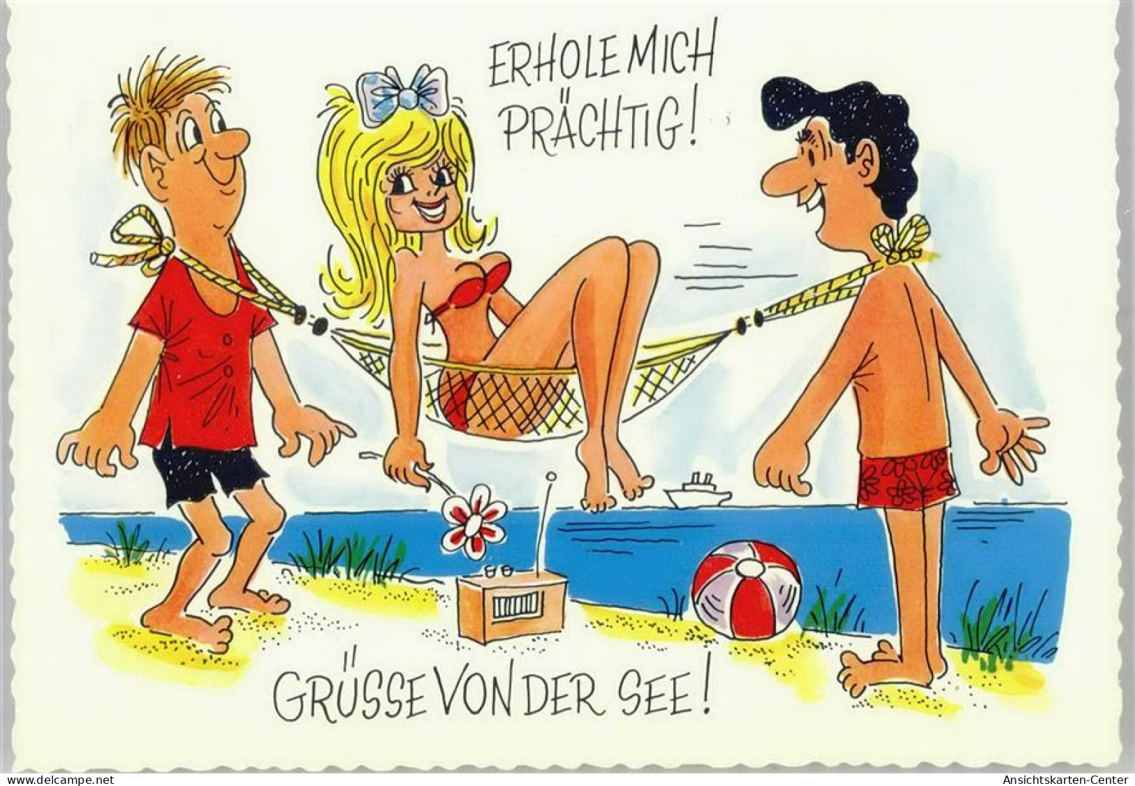 51028711 - Gruesse Von Der See Haengematte Erotik Strand - Humour