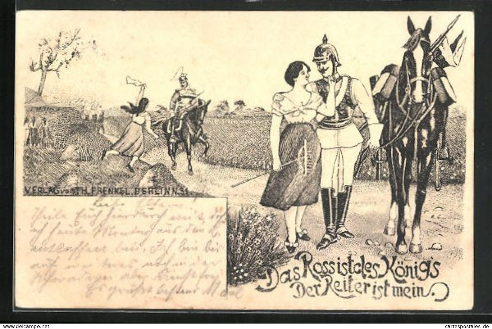 AK Soldat Der Kavallerie Bei Einem Flirt Mit Einer Jungen Frau Am Wegesrand, Soldatenliebe  - Guerre 1914-18
