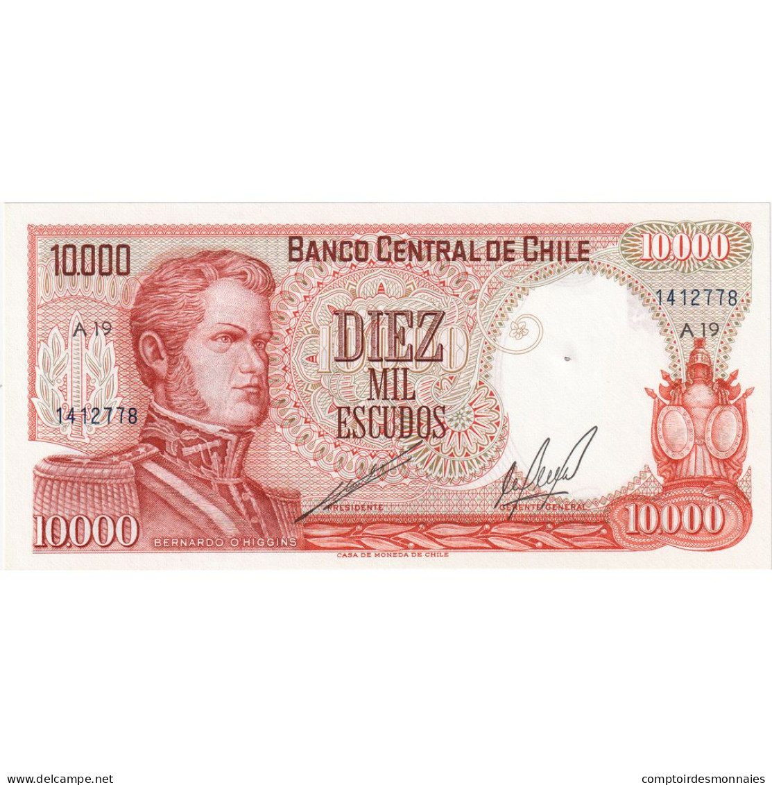 Chili, 10,000 Escudos, 1967-1976, KM:148, SPL - Chile