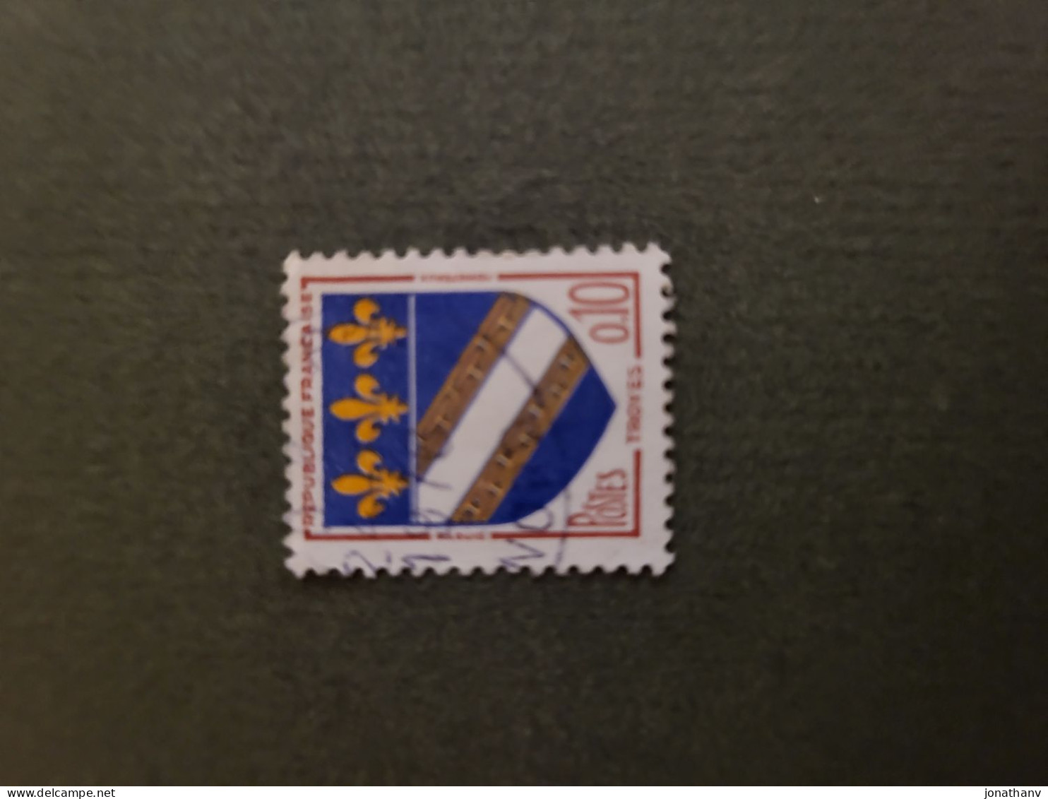 TIMBRE BLASON DE TROYES 1963 FRANCE, EXCEPTIONNEL PANACHE DE COULEURS - Used Stamps
