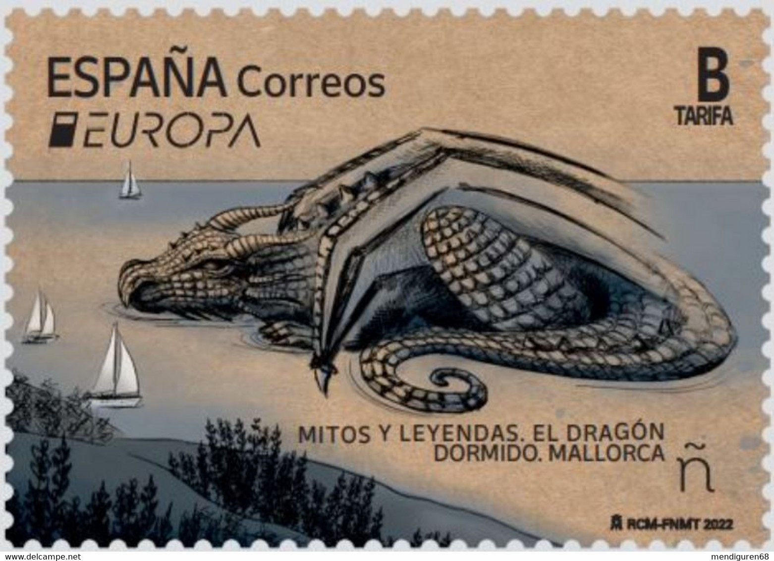 ESPAGNE SPANIEN SPAIN ESPAÑA  2022 EUROPE MYTHS AND LEGENDS:SLEEPING DRAGON. MAJORCA MNH ED 5572 MI 5623 YT 5328 SG 5572 - Neufs