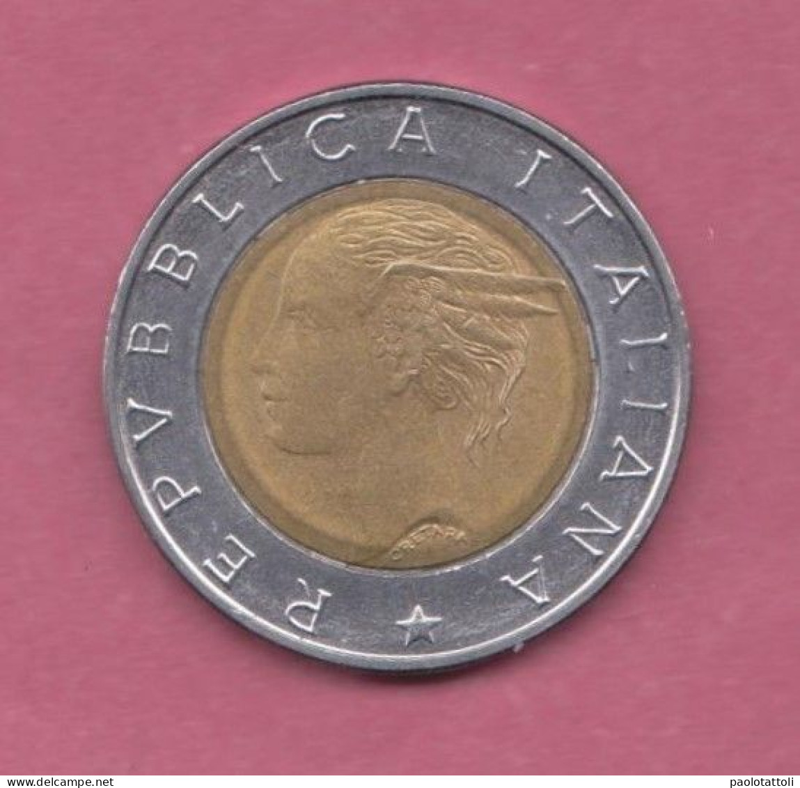 Italia, 1994- 500 Lire  Luca Pacioli- Circulating Commemorative Coin- Bimetallic Bronzital Center In Acmonital Ring - 500 Lire