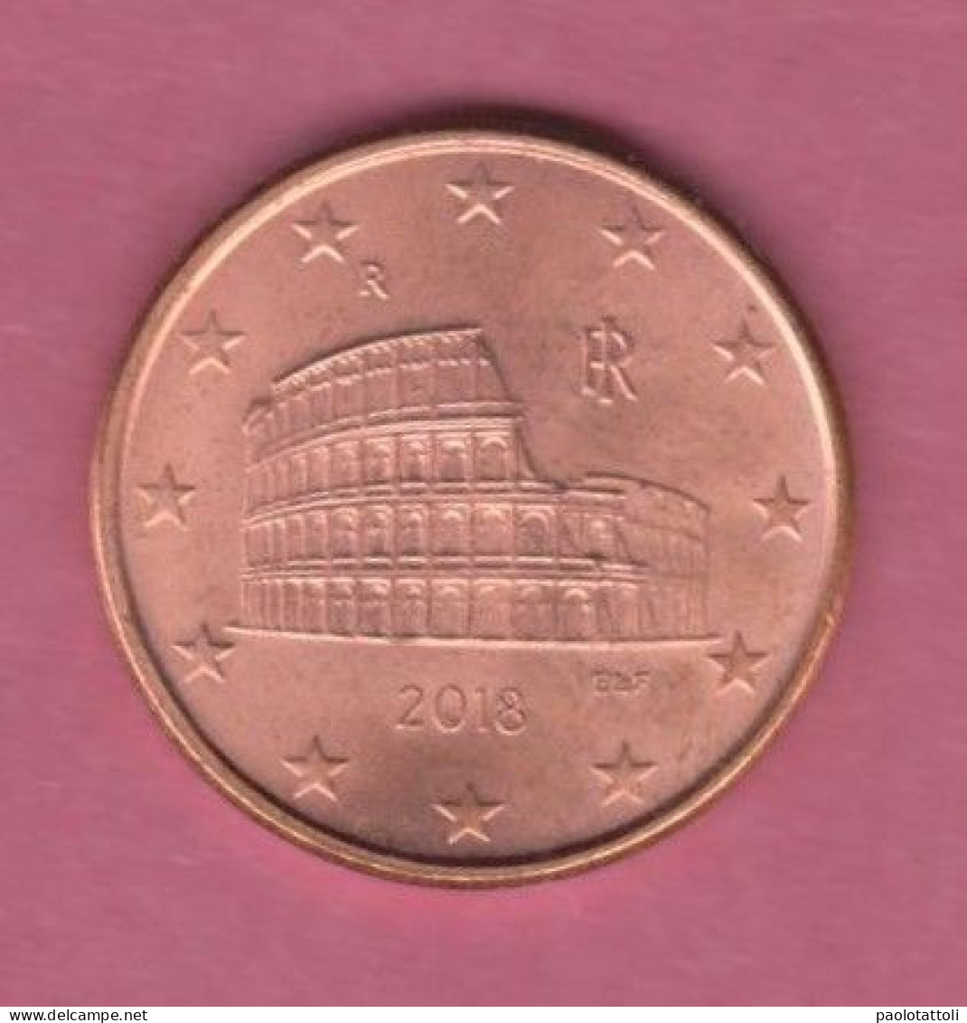 Italy, 2018- 5 Cent-  Copper Plated Steel- Obverse Colisseum. Reverse A Globe, Next To The Face Value- - Italy