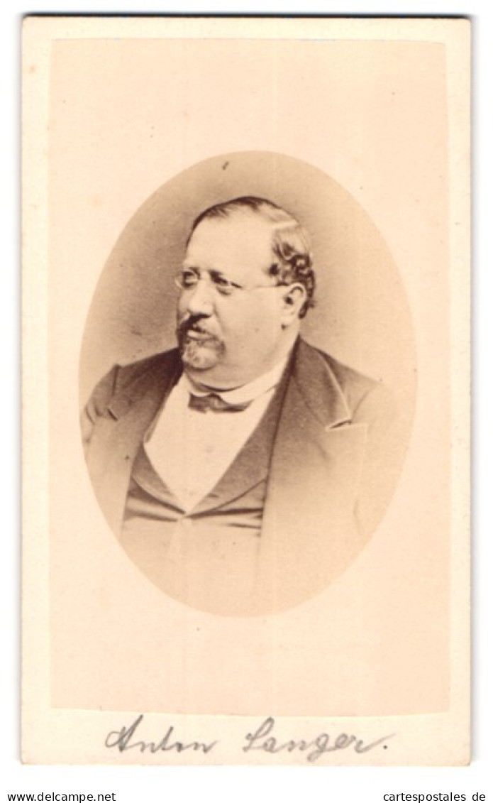 Fotografie R. Von Prus, Wien, Josefstädterstr. 52, Portrait Anton Langer, österreichischer Schriftsteller Und Journa  - Célébrités