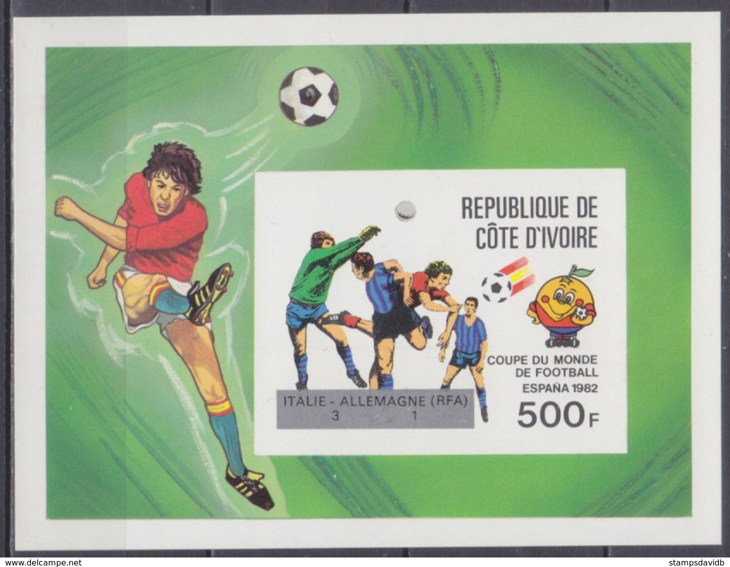1982	Ivory Coast Cote D'Ivoire	751/B24b	Overprint- # 700/B19b	25,00 € - 1982 – Espagne