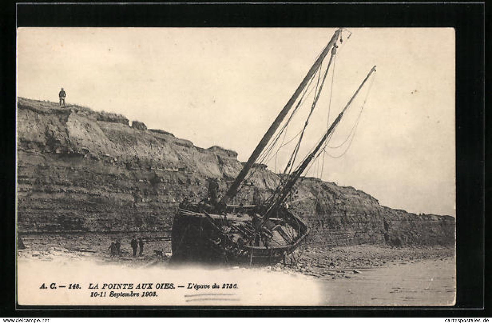 AK La Pointe Aux Oies, L`epave Du 2736, 1908, Seenotrettung  - Other & Unclassified