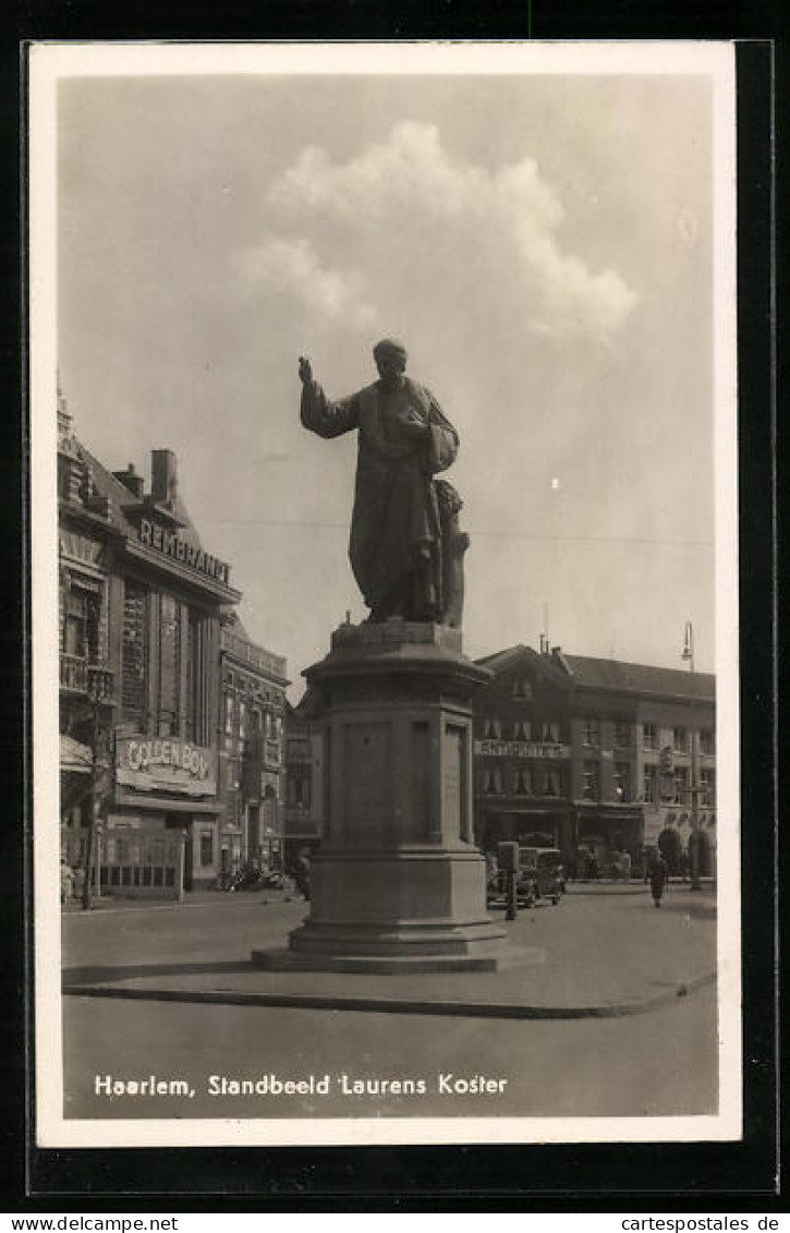 AK Haarlem, Standbeeld Laurens Koster  - Haarlem