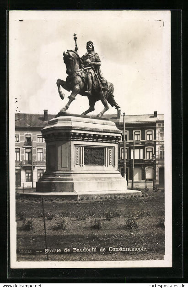 AK Mons, Statue De Baudouin De Constantinople  - Mons