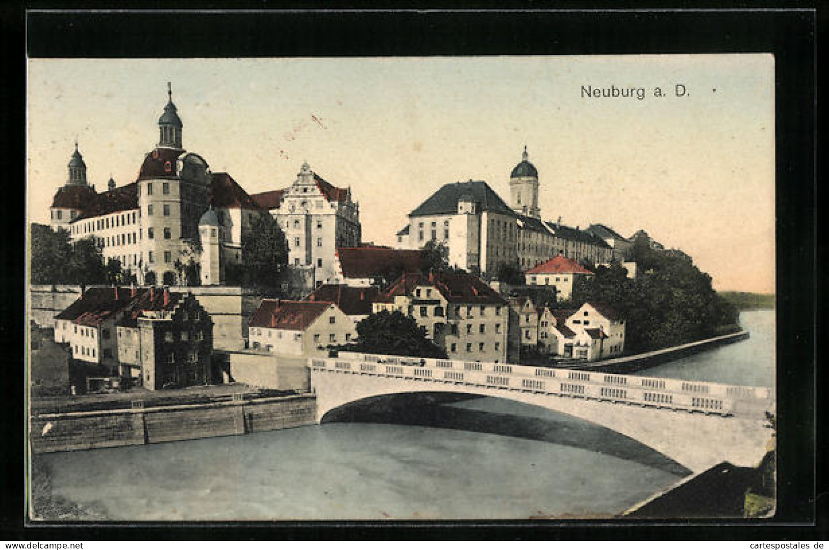 AK Neuburg A. D., Ortsansicht Mit Donau Und Brücke  - Neuburg