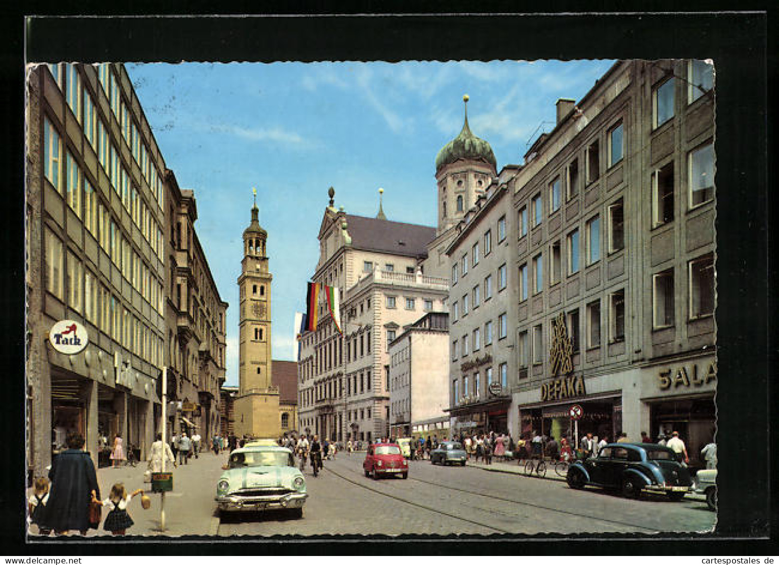 AK Augsburg, Untere Maximilianstrasse Mit Rathaus Und Perlachturm  - Augsburg