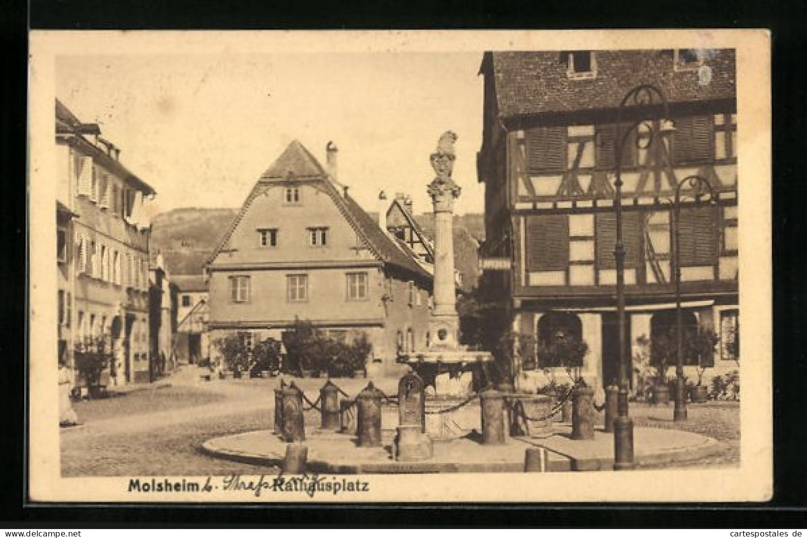 CPA Molsheim, Hôtel De Villeplatz Avec Fontaine  - Molsheim
