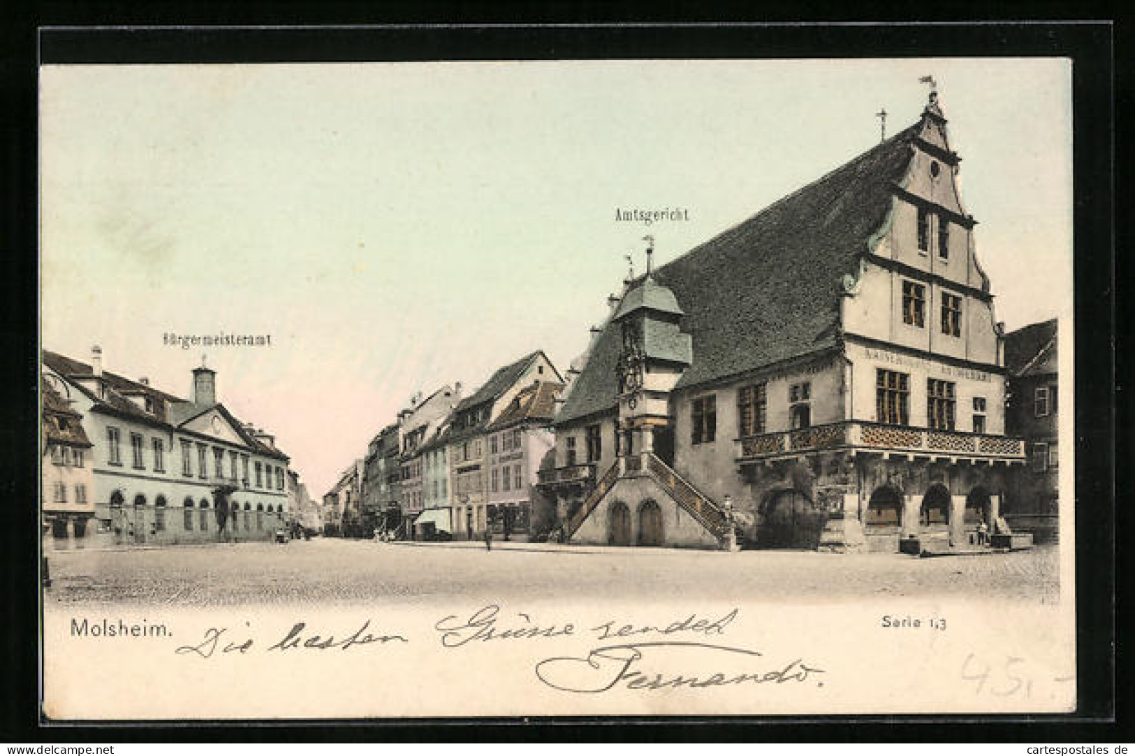 CPA Molsheim, Vue De La Rue Avec Bürgermeisteramt Et Amtsgericht  - Molsheim