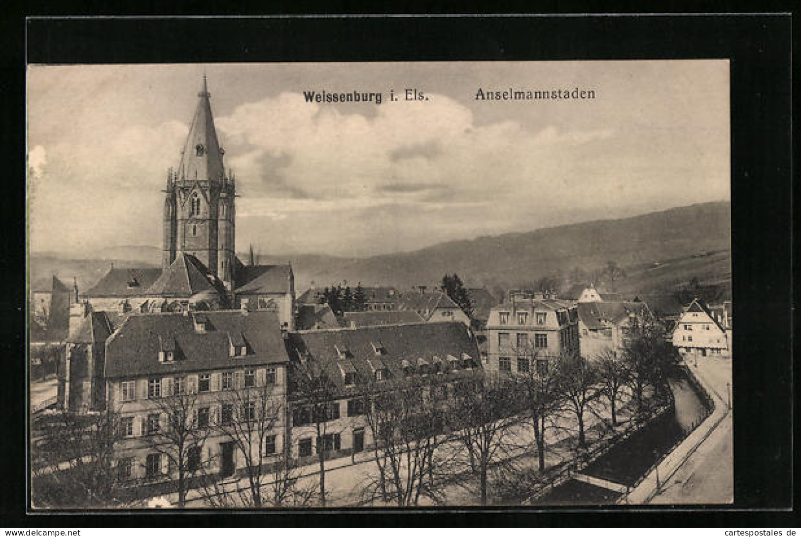 CPA Weissenburg, Anselmannstaden Avec L'Église  - Autres & Non Classés