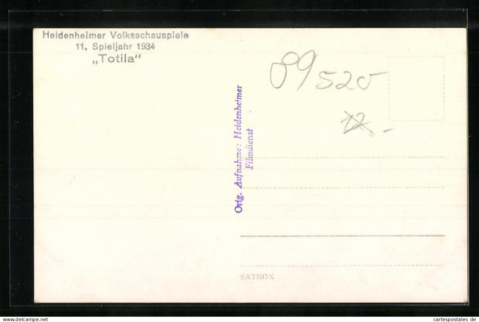 Foto-AK Heidenheim, Heidenheimer Volksschaupiele, 11. Spieljahr 1934, Totila  - Heidenheim