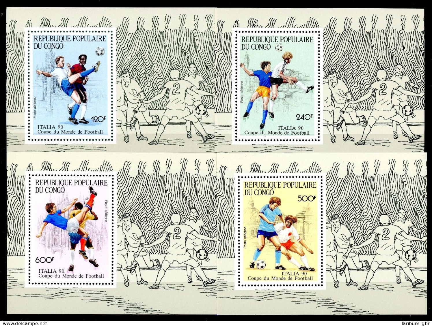 Kongo Brazza. Sonderblöcke 1178-1181 Postfrisch Fußball WM 1990 #GB664 - Autres & Non Classés