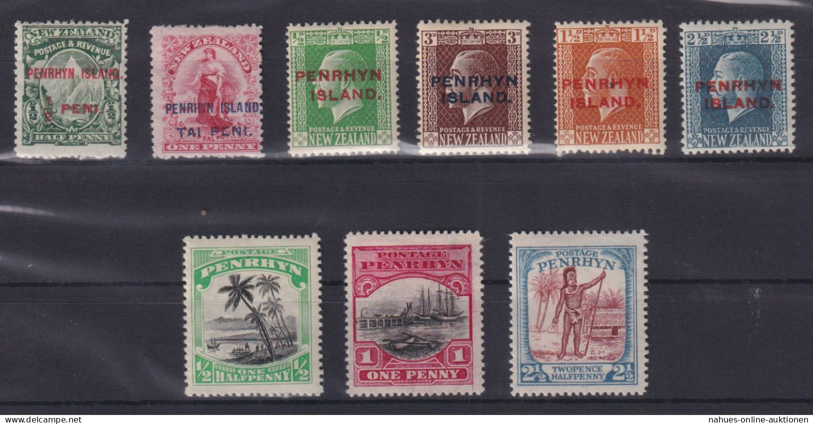 Cook Inseln Penrhyn Ozeanien Schönes Lot Von 9 Klassik Werten 1902-27 Britische - Cookeilanden