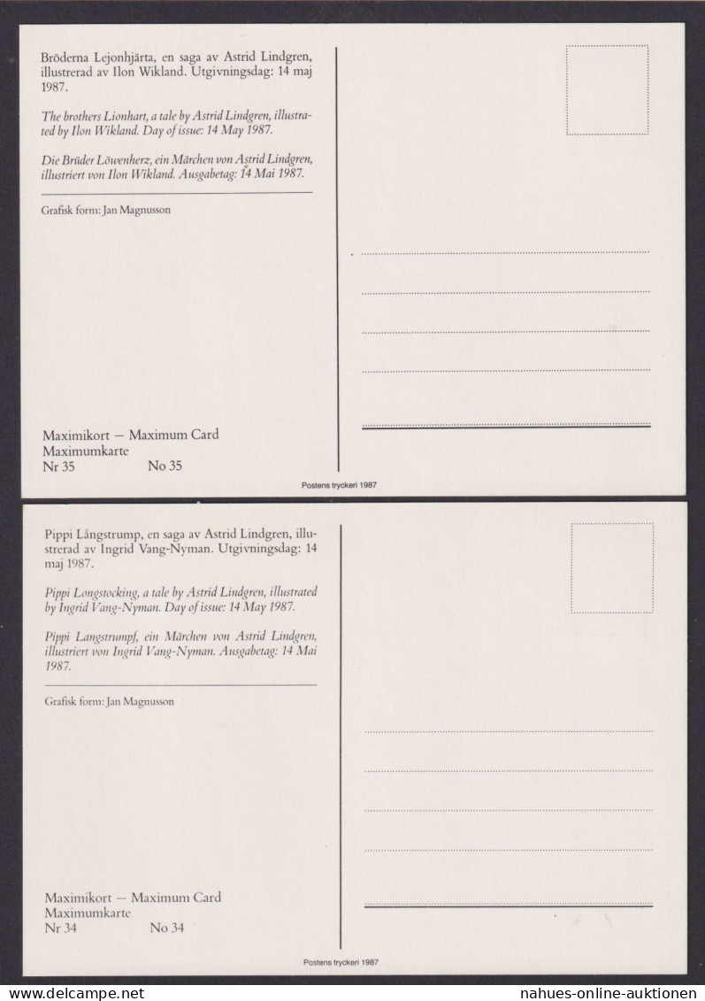 Europa Schweden Astrid Lindgren 1431-1440 Zusammendruck FDC + 5 Maximumkarten - Lettres & Documents