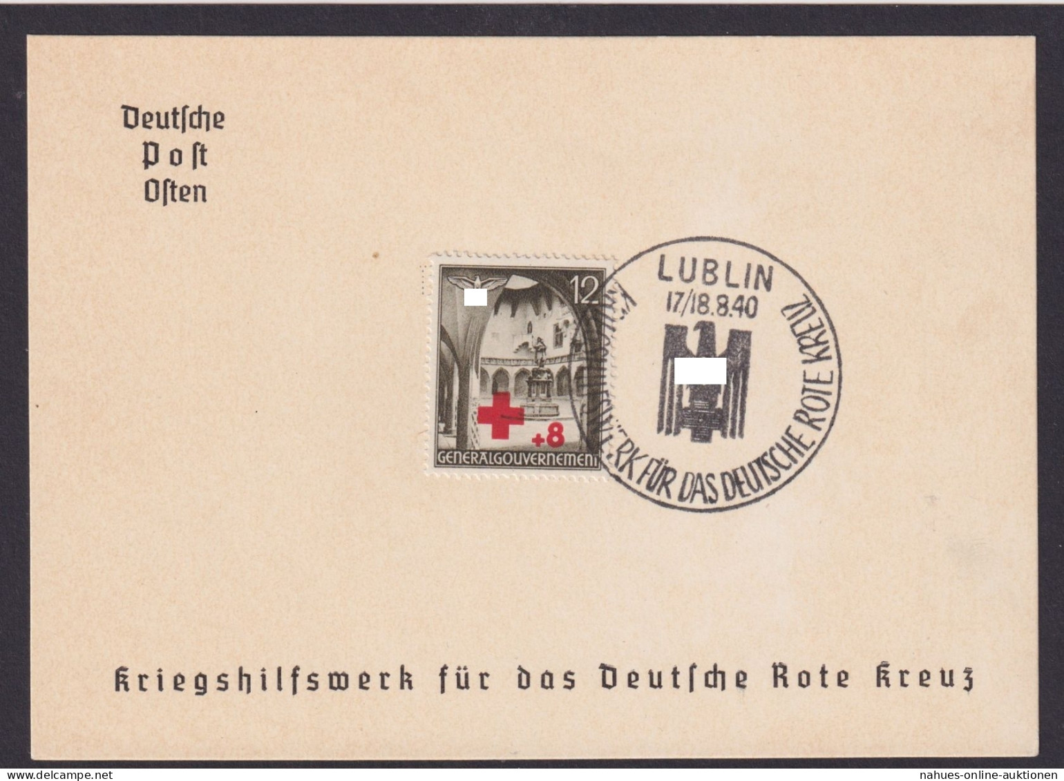 Briefmarken Besetzung Generalgouvernement Gedenkblatt Kriegshilfswerk Rote Kreuz - Autres & Non Classés