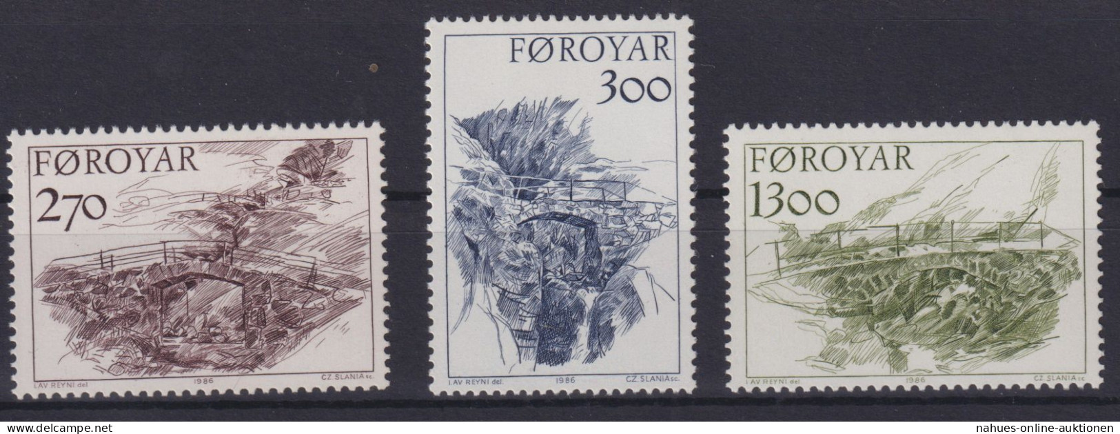 Briefmarken Dänemark Färöer 142-144 Brücken Luxus Postfrisch MNH Kat.-Wert 9,00 - Faroe Islands