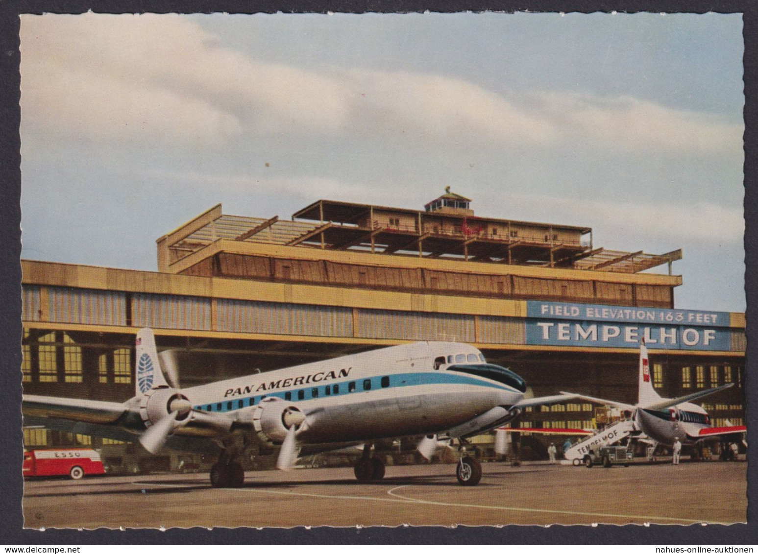 Flugpost Airmail Ansichtskarte Pan American Berlin Flughafen Tempelhof Hangar - Dirigeables