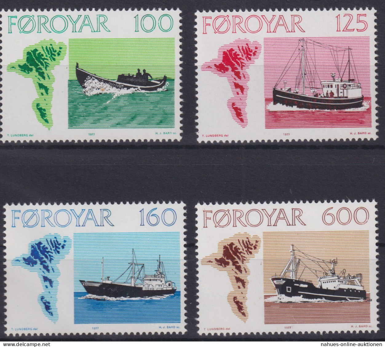 Briefmarken Dänemark Färöer 24-27 Fischerei Schiffe Luxus Postfrisch MNH Kat 8,- - Féroé (Iles)