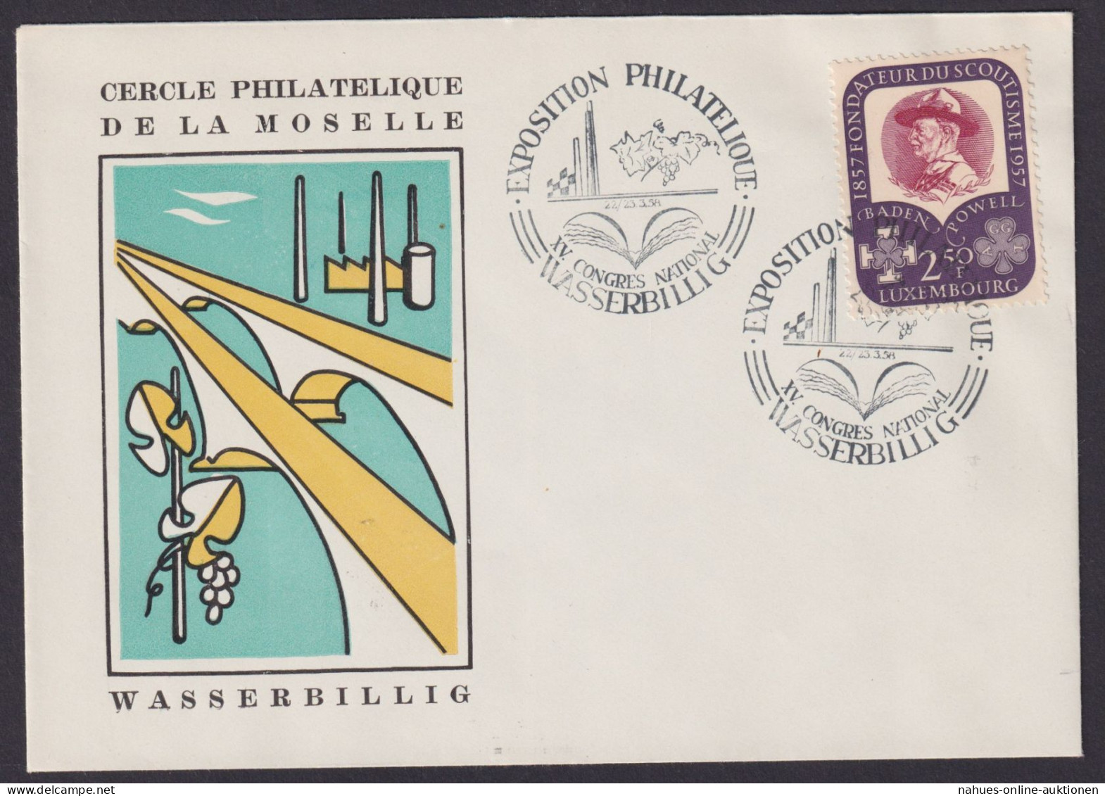 Wasserbillig Europa Luxemburg Philatelie Briefmarken Ausstellung Pfadfinder 1958 - Lettres & Documents