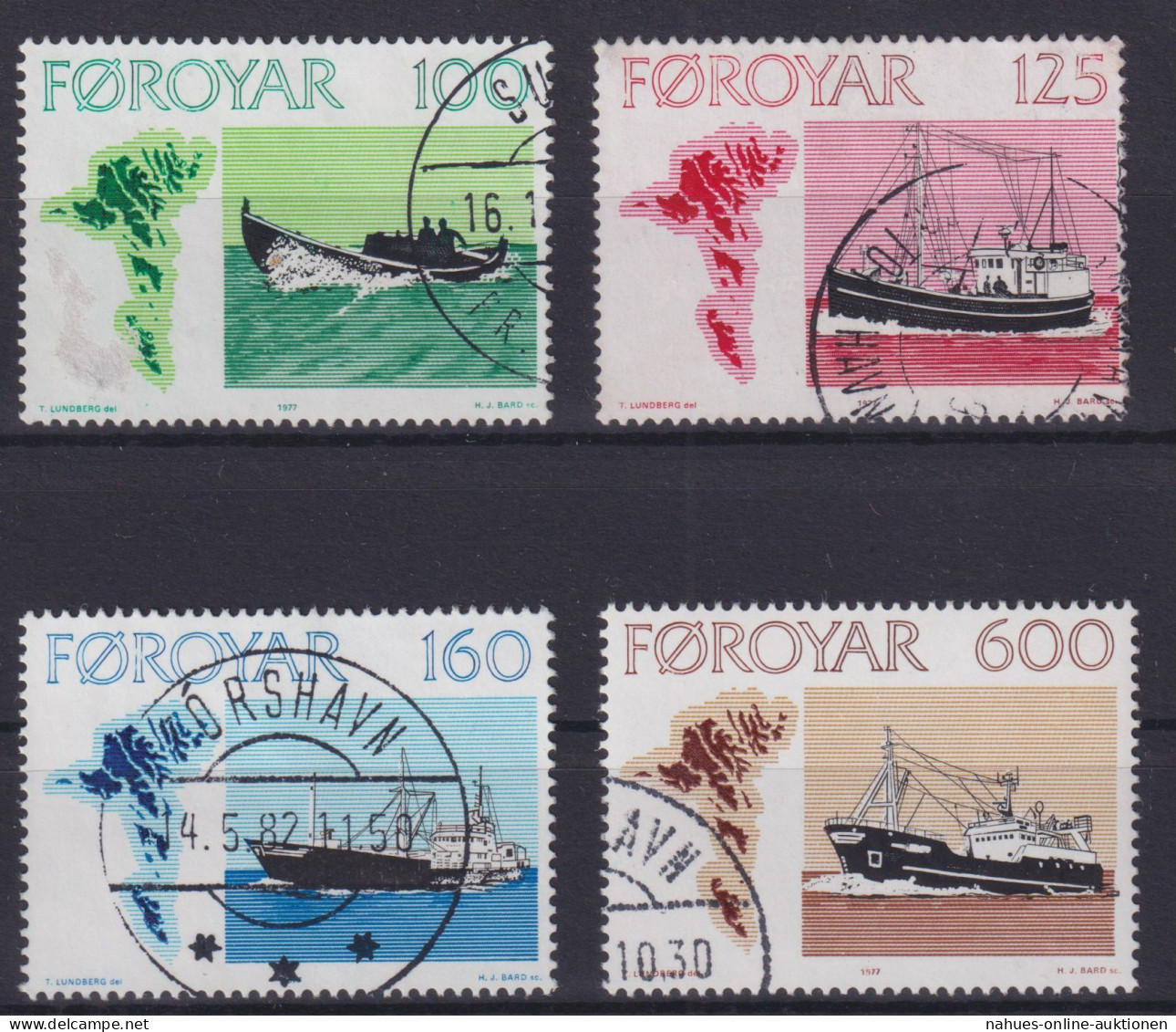 Briefmarken Dänemark Färöer 24-27 Fischerei Schiffe Sauber Gestempelt Kat 7,00 - Färöer Inseln