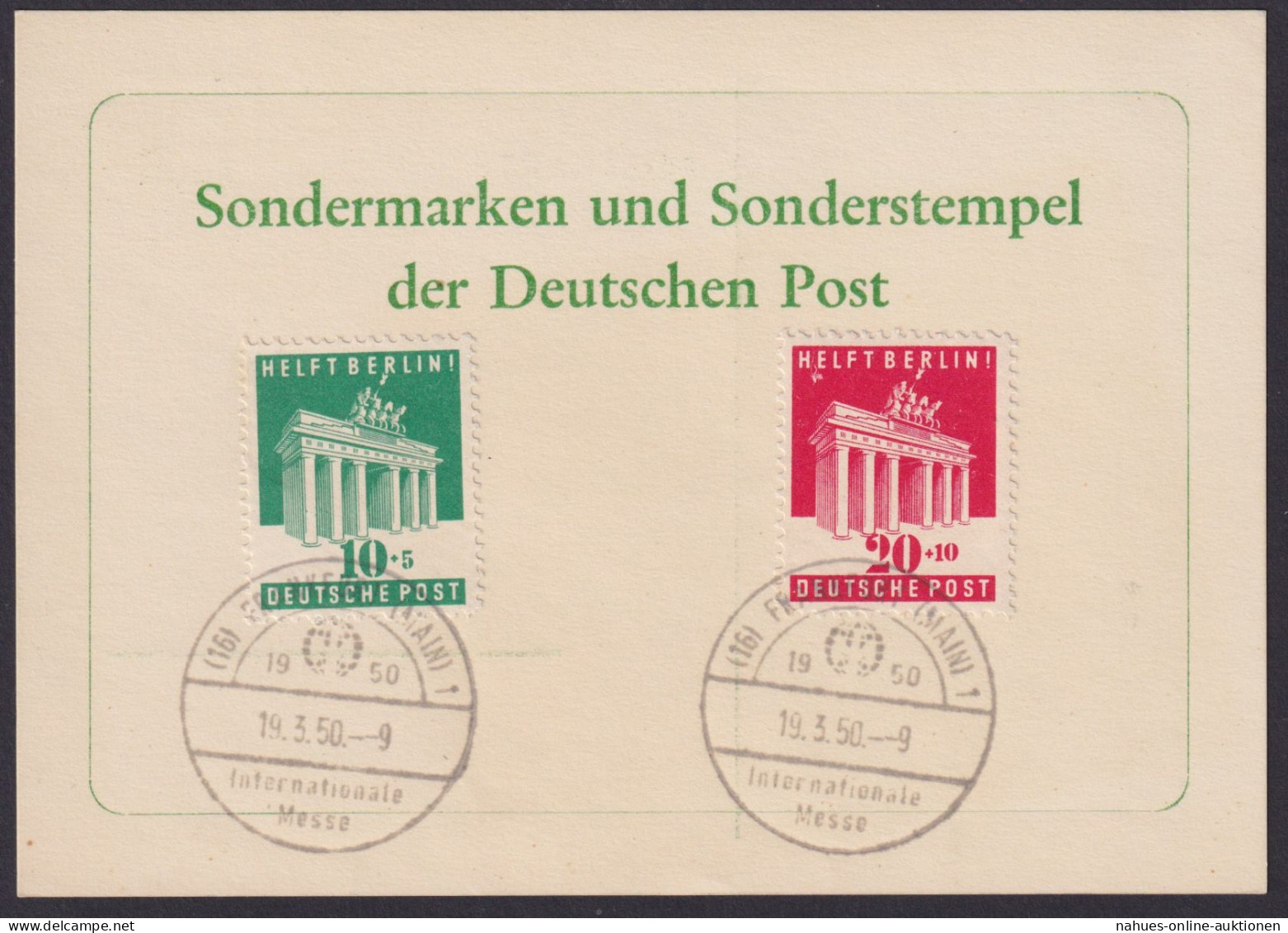 Briefmarken Bizone 101-102 Sonderkarte SST Frankfurt Internationale Messe 1950 - Autres & Non Classés