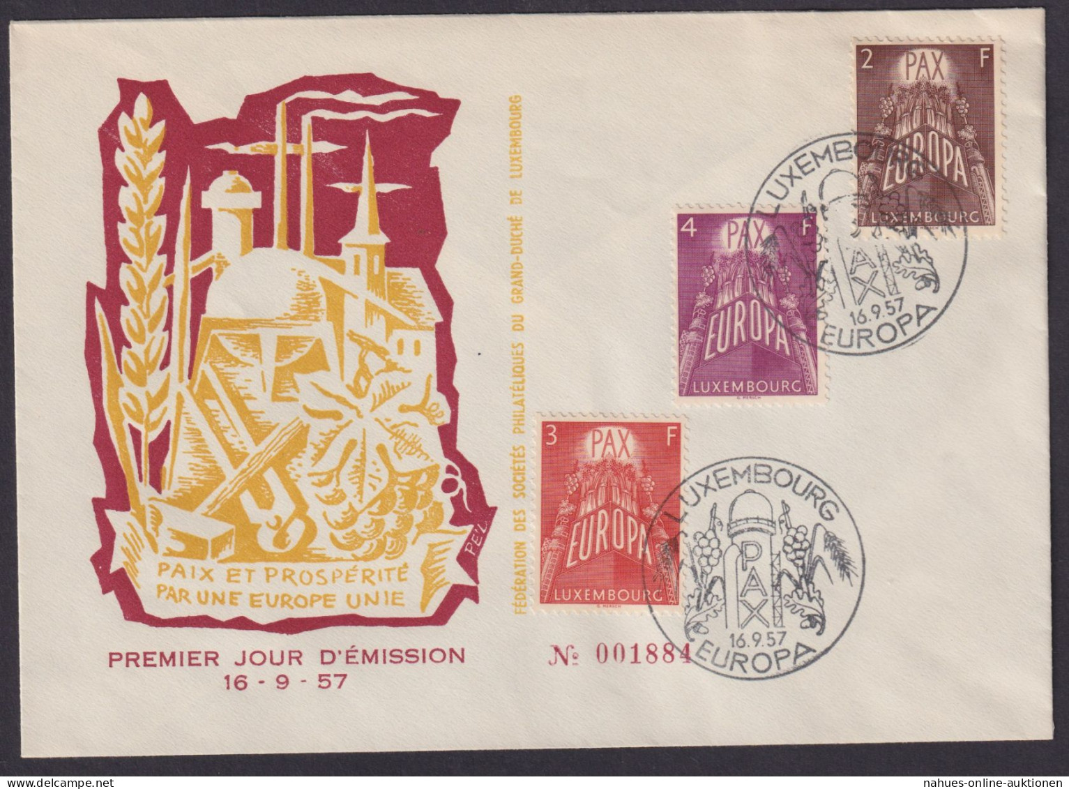 Luxemburg 572-574 Europa Ausgabe 1957 Brief Als FDC Kat.-Wert 75,00 - Covers & Documents