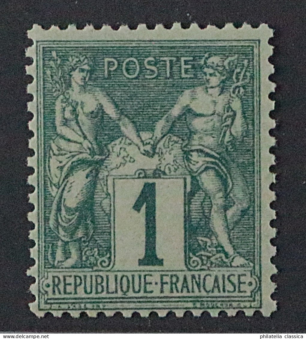 Frankreich  56 I **  Allegorien 1 C. Seltene Type I, Postfrisch, KW 340,- € - 1876-1878 Sage (Typ I)