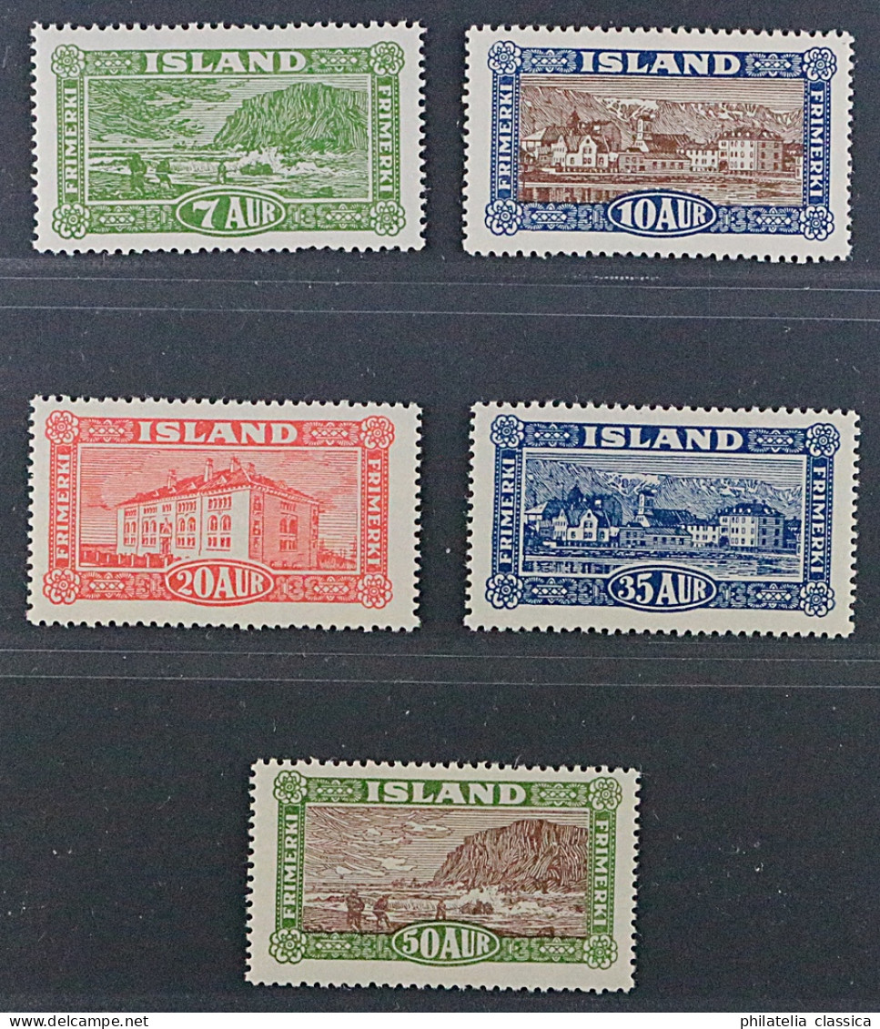 Island  114-18 **  Ansichten 7- 50 A. Komplett, 5 Werte, POSTFRISCH, KW 700,- € - Unused Stamps