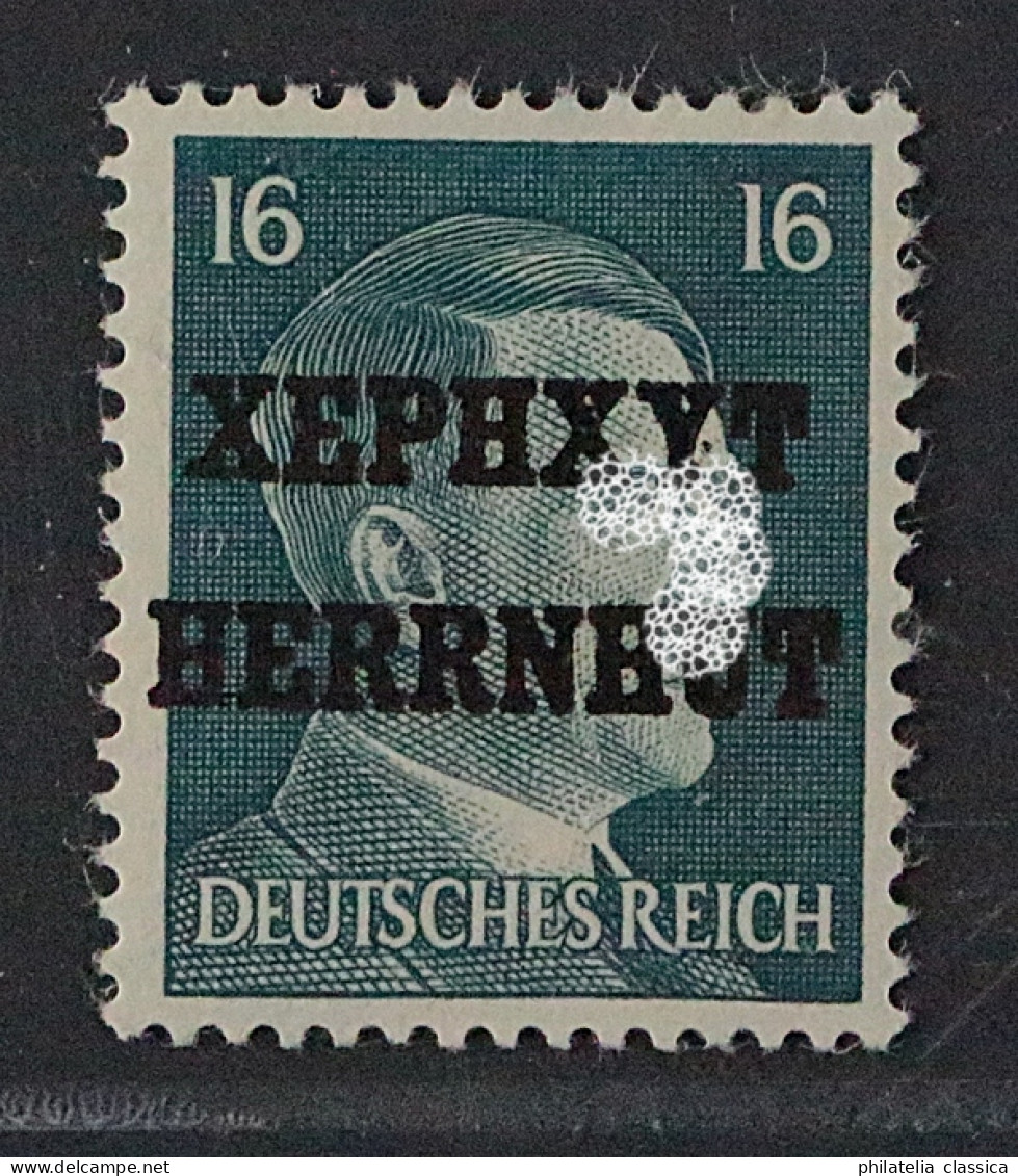 Lokalausgabe HERRNHUT, Hitler 16 Pfg. Unverausgabt, Extrem SELTEN, KW 1500,- € - Mint