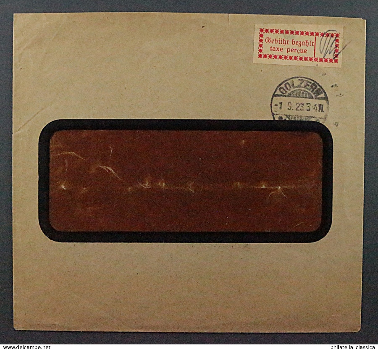1923, HALLE OPD 1 I A, Gebührenzettel Karminrot, Einfachrahmen, Auf Brief 220,-€ - 1922-1923 Emissions Locales
