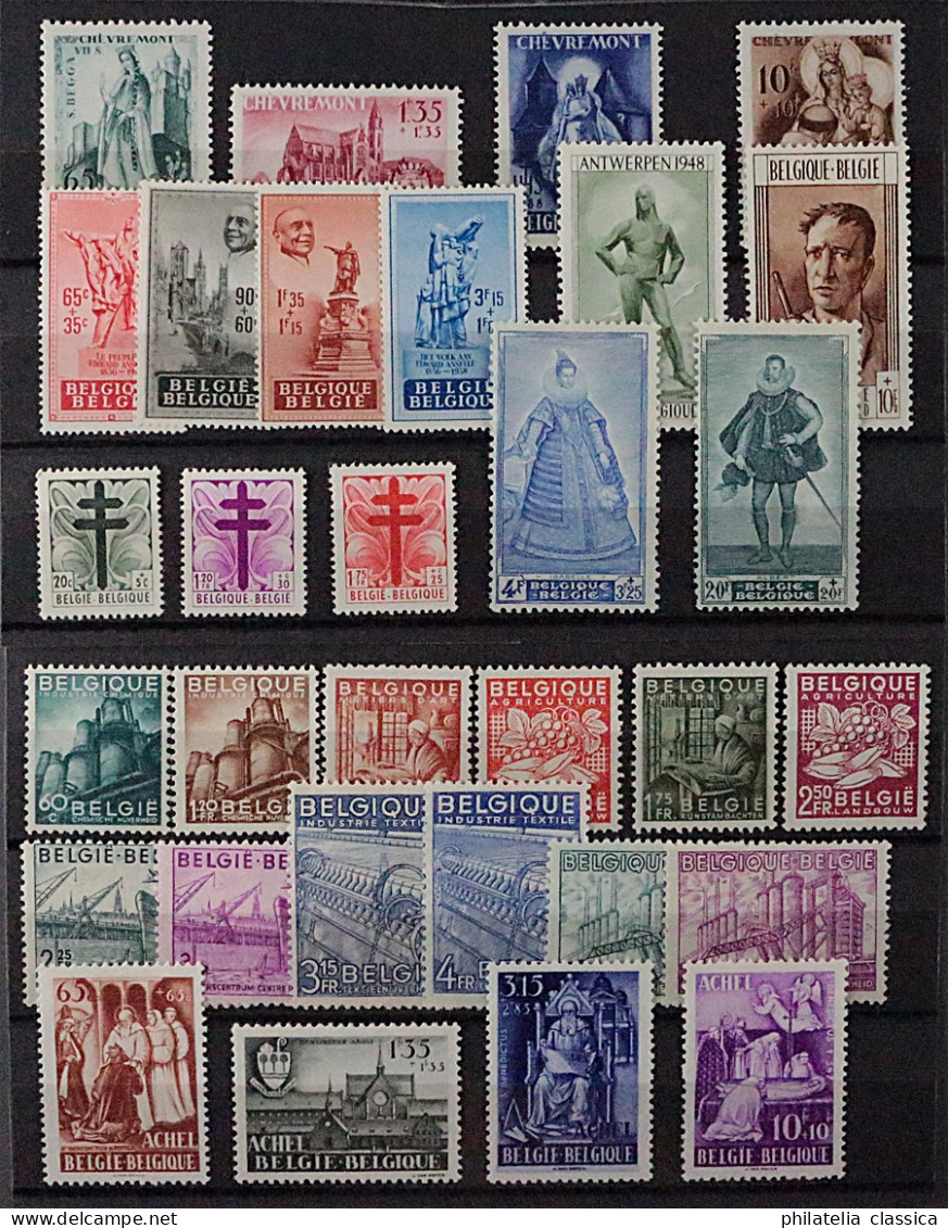 Belgien  804-34 **  Jahrgang 1948 Komplett Ohne Bl. 20, Postfrisch, KW 213,- € - Neufs