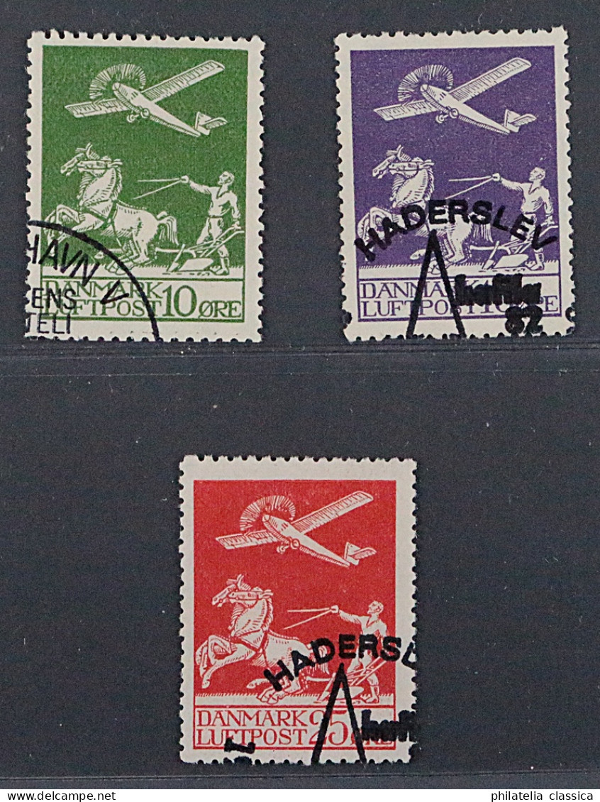 Dänemark  143-45,  Flugpost 1925 Komplett, Sauber Gestempelt, KW 120,- € - Used Stamps