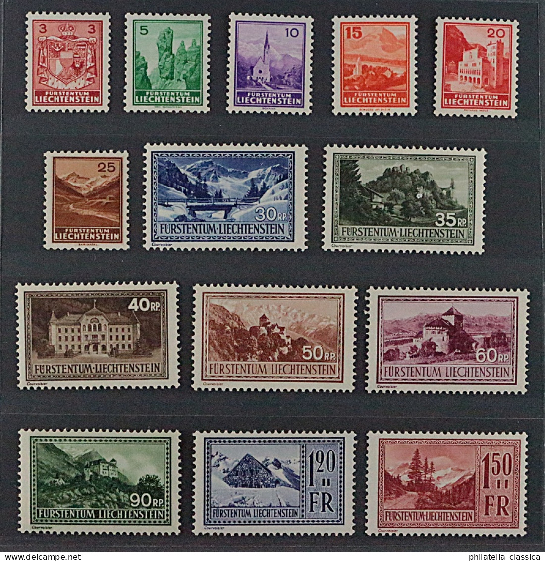 Liechtenstein 126-39, Freimarken 1934, 14 Werte Komplett, Postfrisch, KW 300,- - Unused Stamps