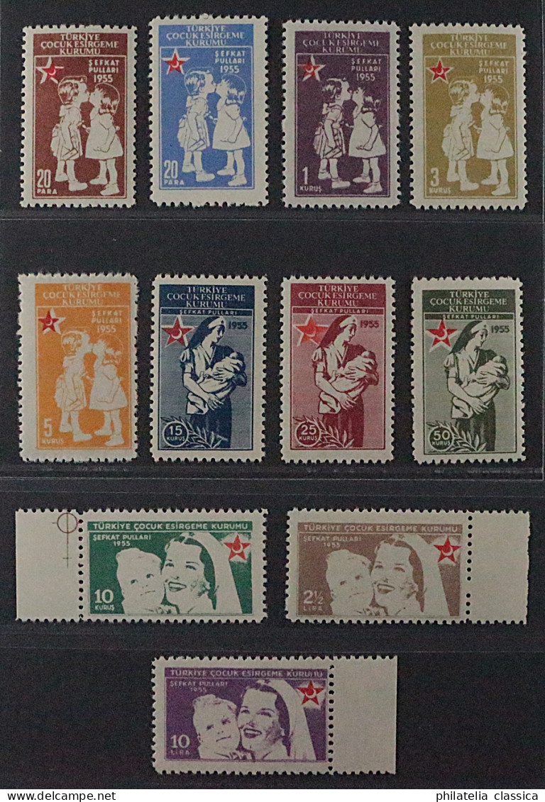 TÜRKEI ZUSCHLAGSMARKEN 185-95 **  1955, Kinderhilfe, Postfrisch, KW 1400,- € - Wohlfahrtsmarken