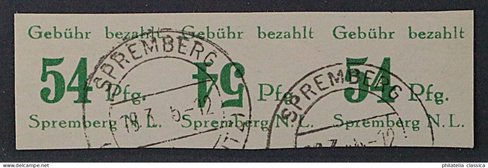 SPREMBERG  14 BK, 54 Pfg Wertziffer KOPSTEHEND, Briefstück, SELTEN, KW 200,- € - Oblitérés