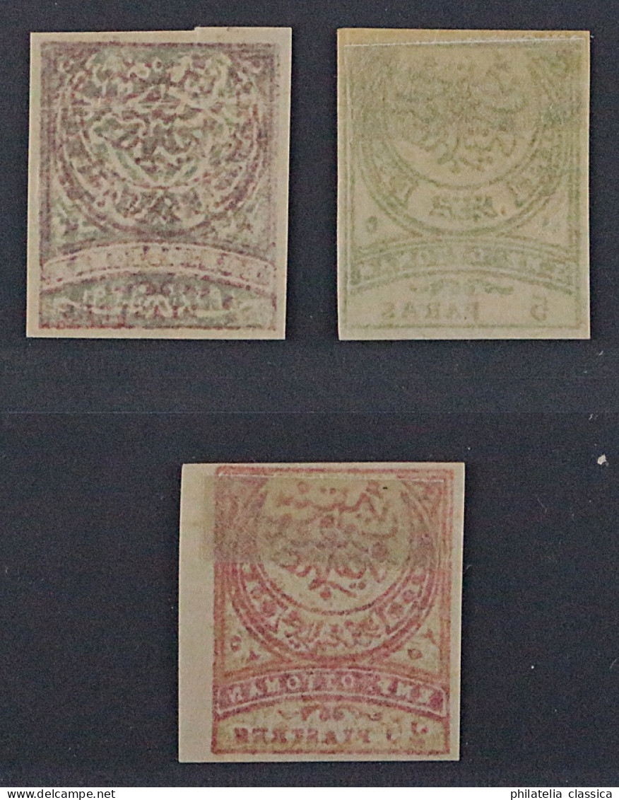 Türkei  55,56+58 U *  1888, 5 Pa.-25 Pia, 3 Werte UNGEZÄHNT, SELTEN, KW 200,- € - Unused Stamps