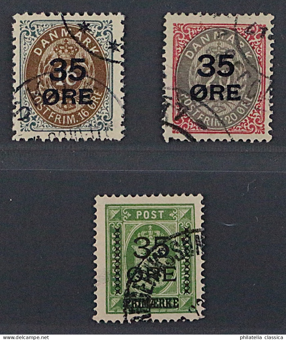 Dänemark 60-62, 35 Ö. Aufdrucke, 3 Werte Komplett, Sauber Gestempelt, KW 150,- € - Used Stamps