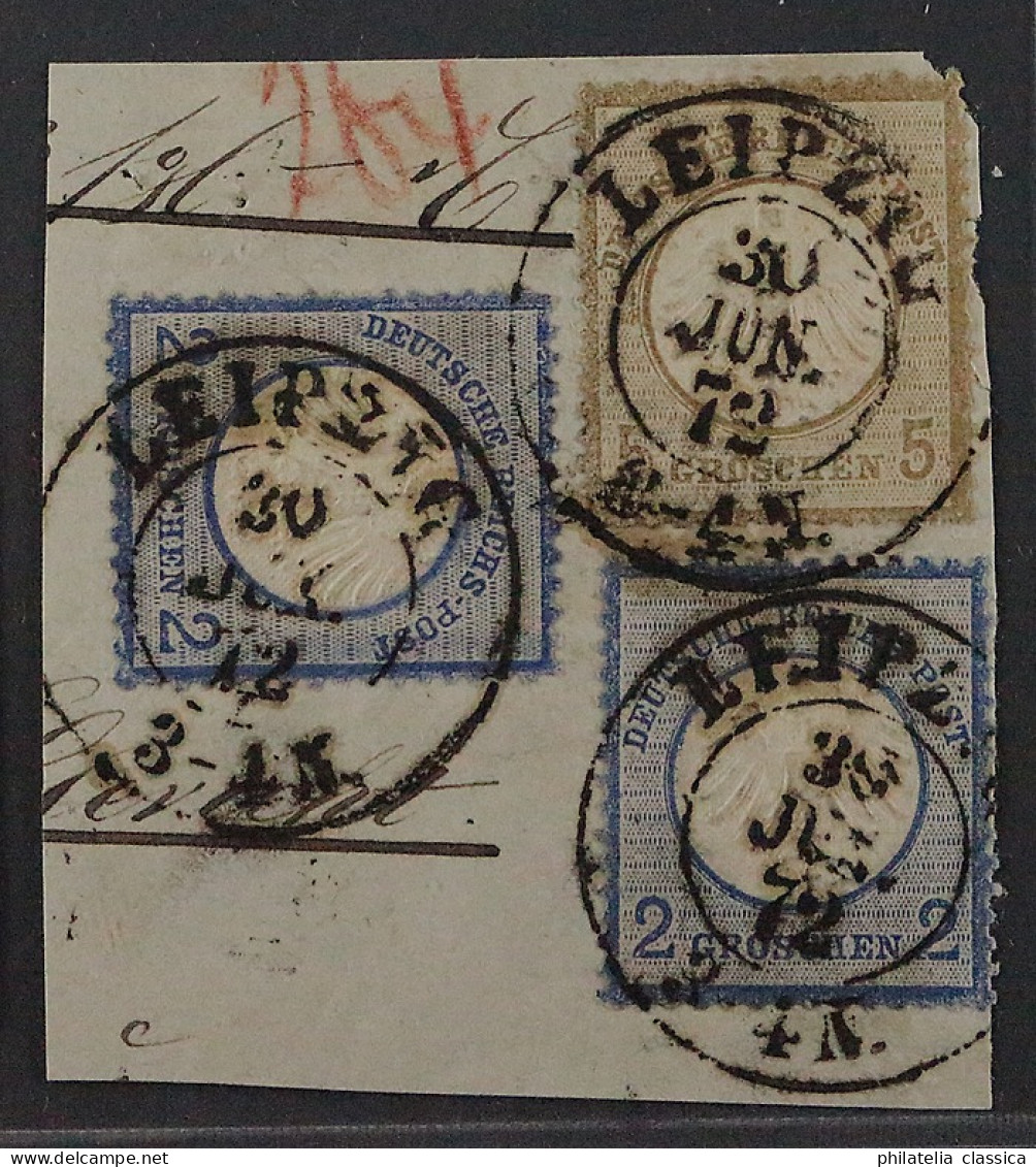 Dt. Reich  6 + 5 (2) Farbfrankatur HERRLICHE PRÄGUNG, Briefstück, KW 150,- € - Used Stamps