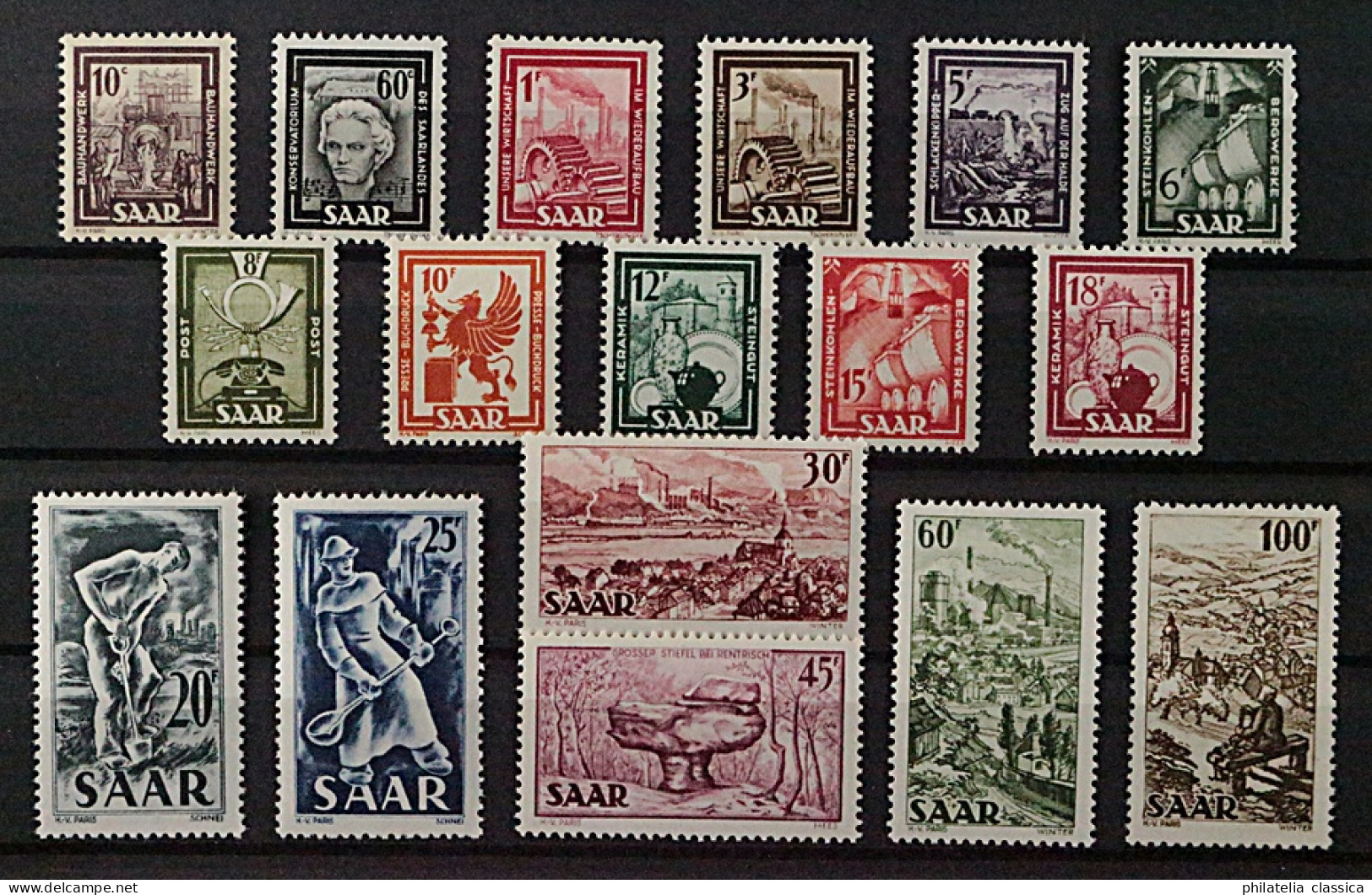 SAAR 272-88 **  Freimarken 1949 Komplett, 17 Werte, Postfrisch, KW 140,- € - Neufs