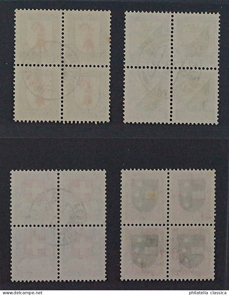 SCHWEIZ 218-21, VIERERBLOCK Juventute 1920 Komplett Mit ZentrumStempel 215,-SFr - Used Stamps