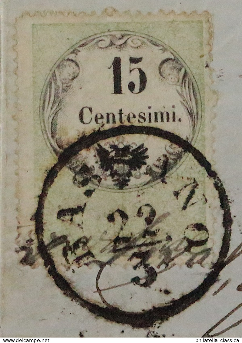 LOMBARDEI STEMPELMARKE 3 I, 15 Cmi. Auf Brief Von CASSANO / PADOVA, KW 400,- € - Lombardo-Venetien