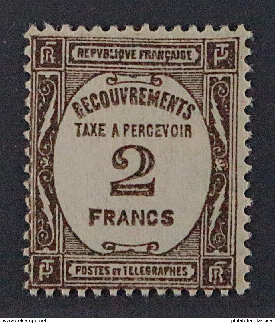 Frankreich  PORTO 66 **  Postauftragsmarke 2 Fr. Braun, Postfrisch, KW 270,- € - 1859-1959 Neufs