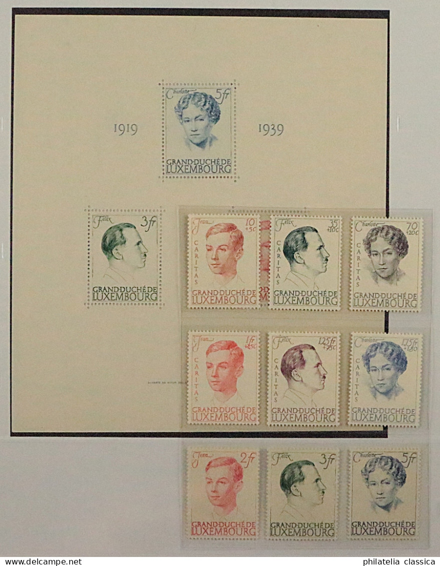 Luxemburg  333-41, Bl. 3 ** Caritas 39, Block + Blockmarken Komplett, KW 220,- € - 1852 William III