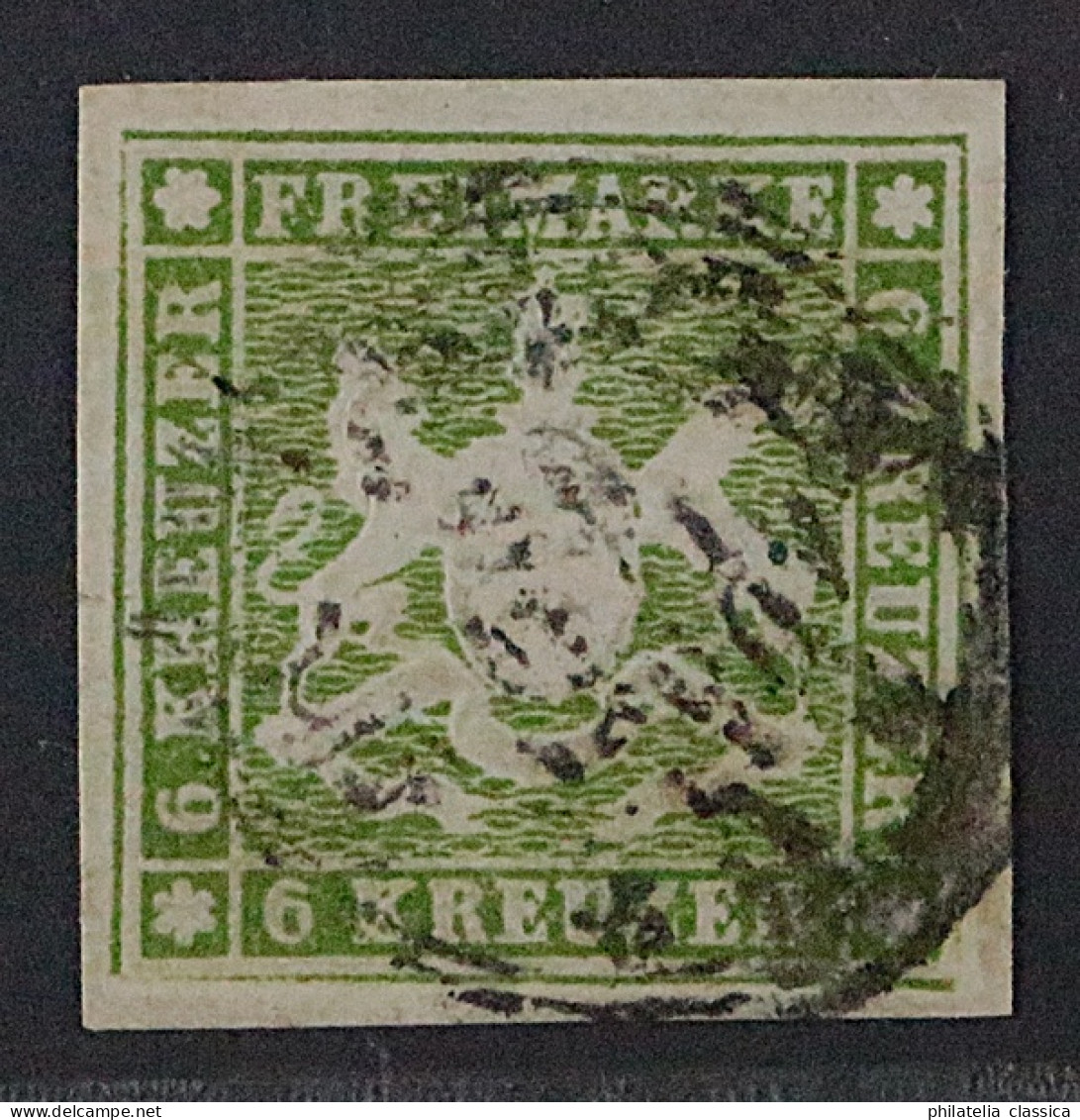 Württemberg  13 A,  6 Kr. Ohne Seidenfaden, Sauber Gestempelt, LUXUS, KW 140,- € - Gebraucht